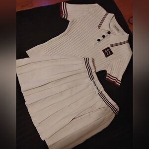 Miu Miu Cream and Burgundy Knit Ensemble